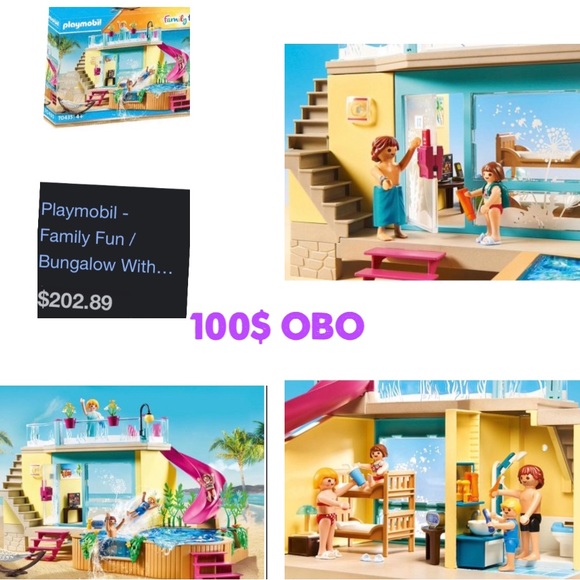 Playmobil beach house with slide and pool and deck and hammock etc. - Picture 1 of 1